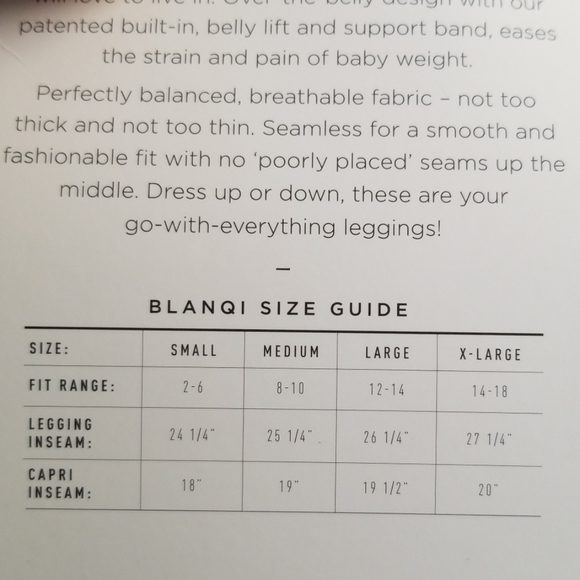 Blanqi Maternity Belly Support Leggings Large - Picture 5 of 6
